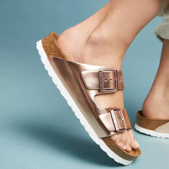 NWT BIRKENSTOCK Arizona Soft Footbed Metallic Sandals - Picture 2 of 10